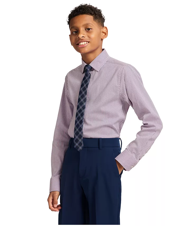 Мальчиковая рубашка с длинным рукавом Stretch Murray Check 8-20 Tommy Hilfiger, розовый — фото 2