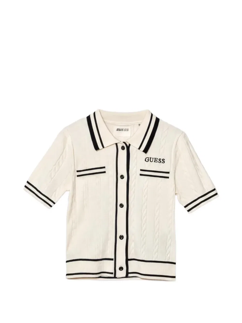 Полосатый топ фактурной вязки Guess kids, бежевый