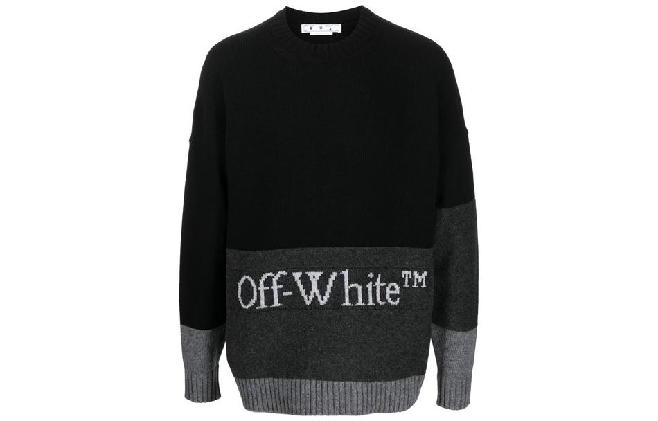 Офф-уайт свитер с интарсией и логотипом из шерсти OFF-WHITE, черный — фото 3