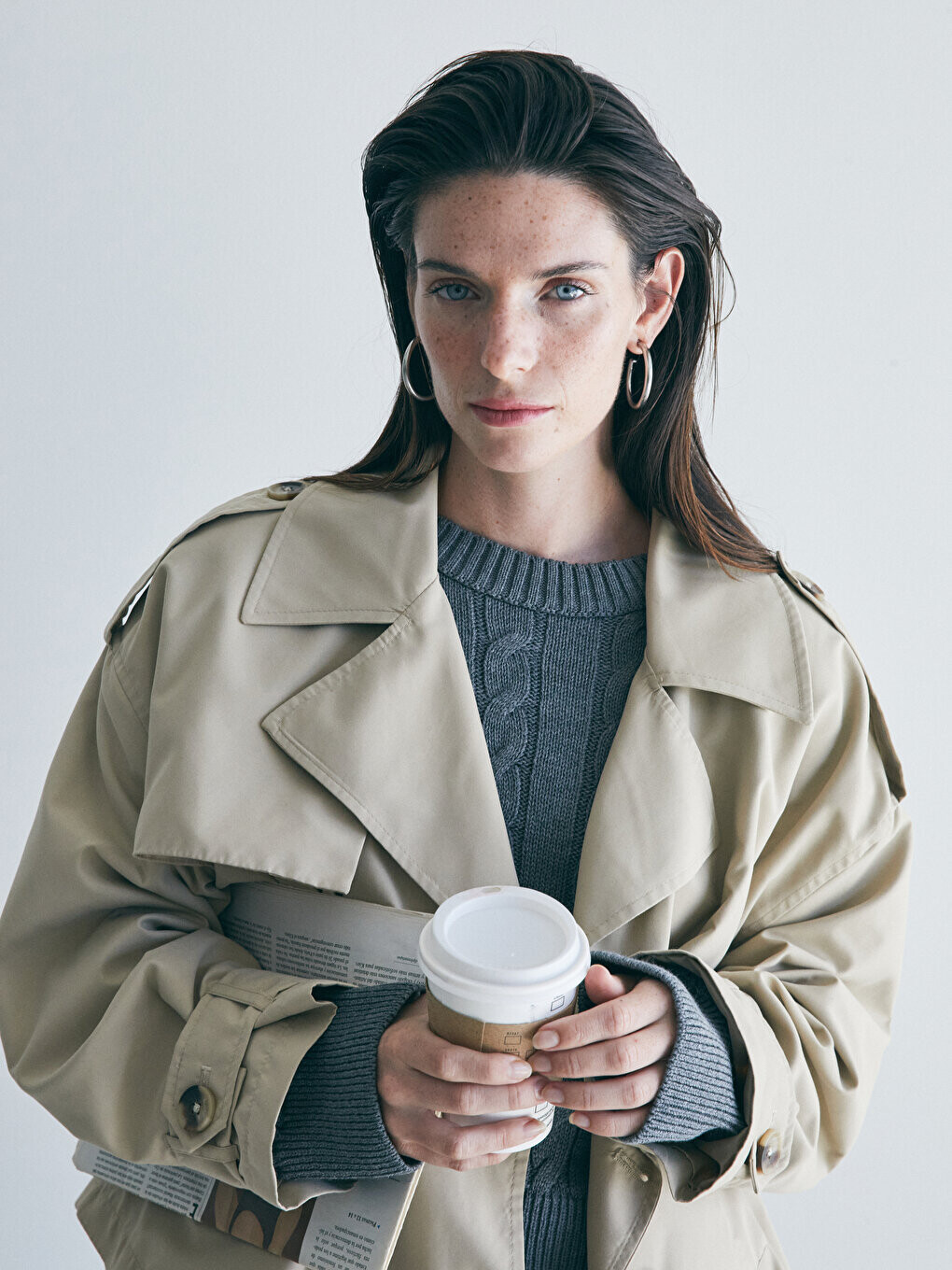 

Женский трикотажный свитер с длинным рукавом с круглым вырезом и узором LCW Casual, серый меланж