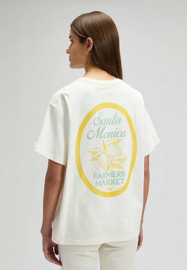 

Футболка с коротким рукавом, современный дизайн, свободный крой, с принтом. Lee, Ecru, Бежевый, Футболка с коротким рукавом, современный дизайн, свободный крой, с принтом. Lee, Ecru