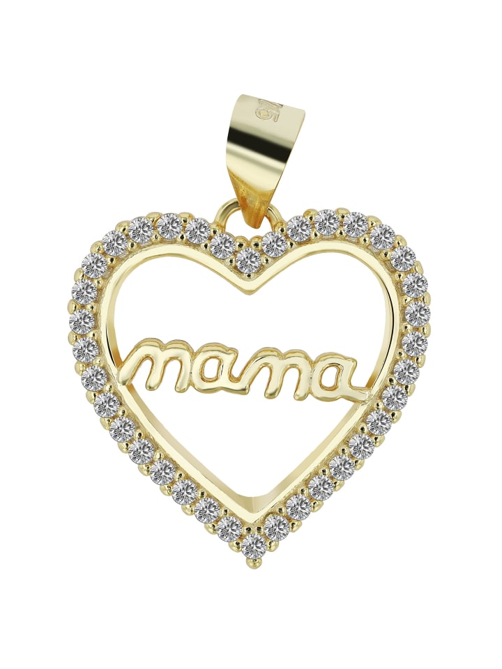 

Adeliás Женский кулон в форме сердца из серебра 925 пробы с кубическим цирконием в золотой оправе