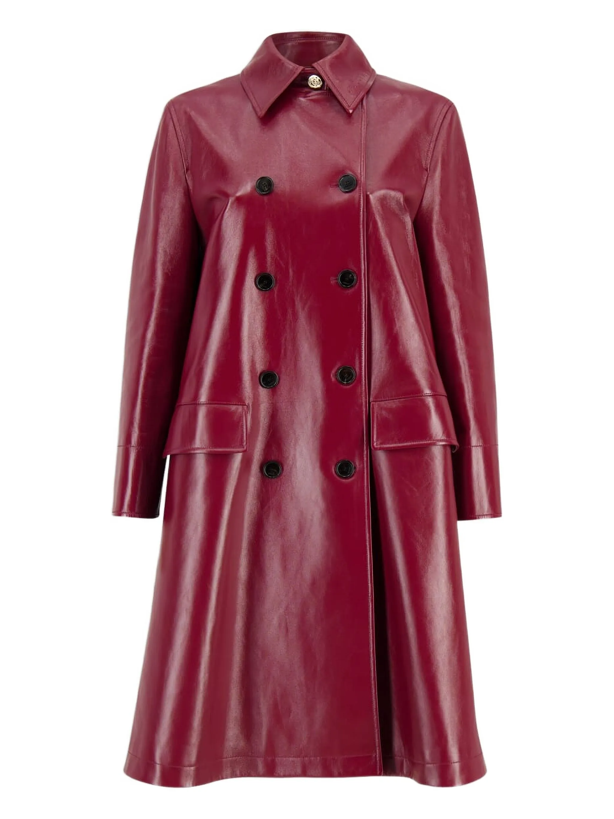

Двубортный кожаный тренч Gucci, красный