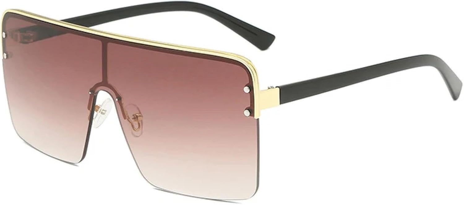 

Модные солнцезащитные очки большого размера для женщин и мужчин, трендовые, роскошные, цельные, для летнего пляжного отдыха, солнцезащитные очки UV400 TKKTLLT, Black Tea