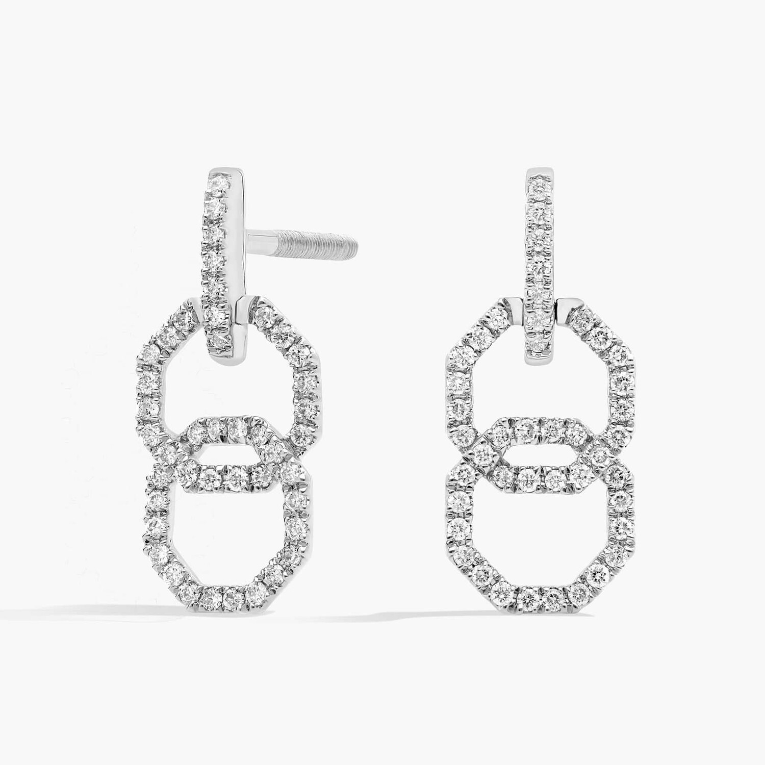 

Серьги-подвески Octagon Links с бриллиантами Pavé из 14-каратного белого золота (1/3 карата) Blue Nile