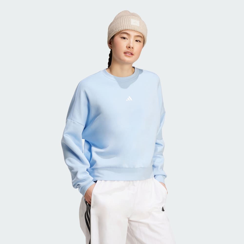 Толстовка Adidas Essentials Small Logo Feelcozy Sweatshirt, цвет Glow Blue/White — фото 3