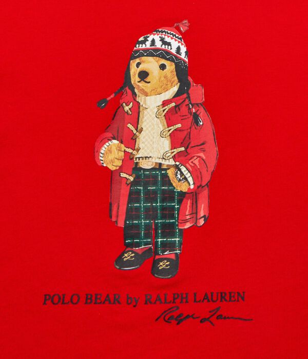 Футболка детская Polo Ralph Lauren с изображением медведя, красный — фото 3