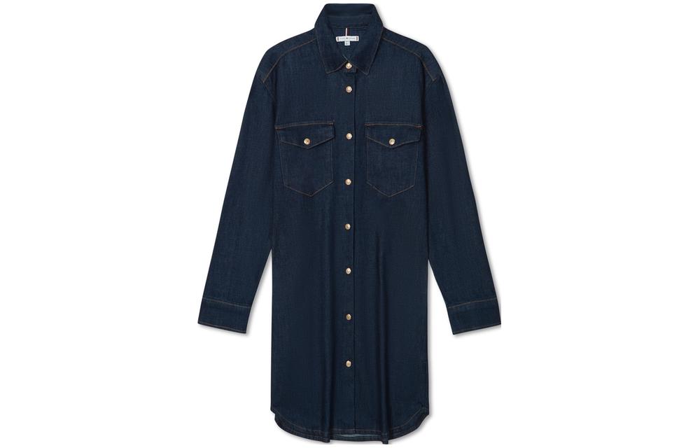 

Tommy Hilfiger Женское платье с длинными рукавами темно-джинсовый синий