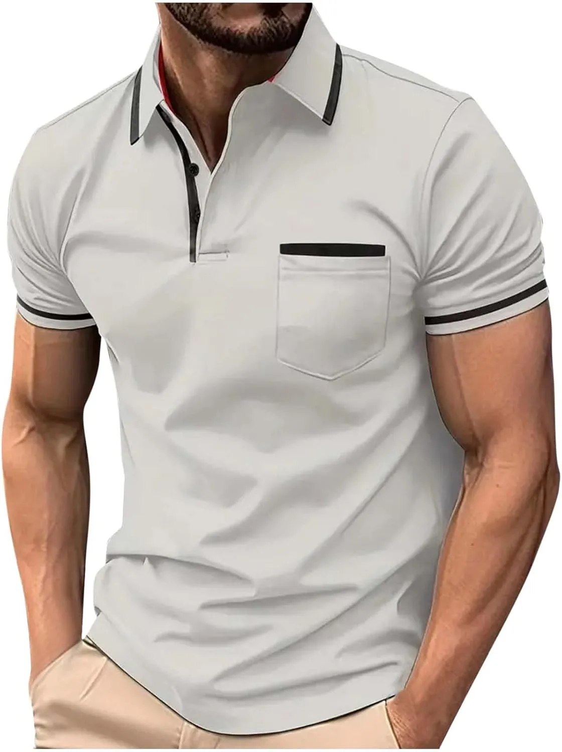 Мужская поло с коротким рукавом Color Block Slim Fit с нагрудным карманом