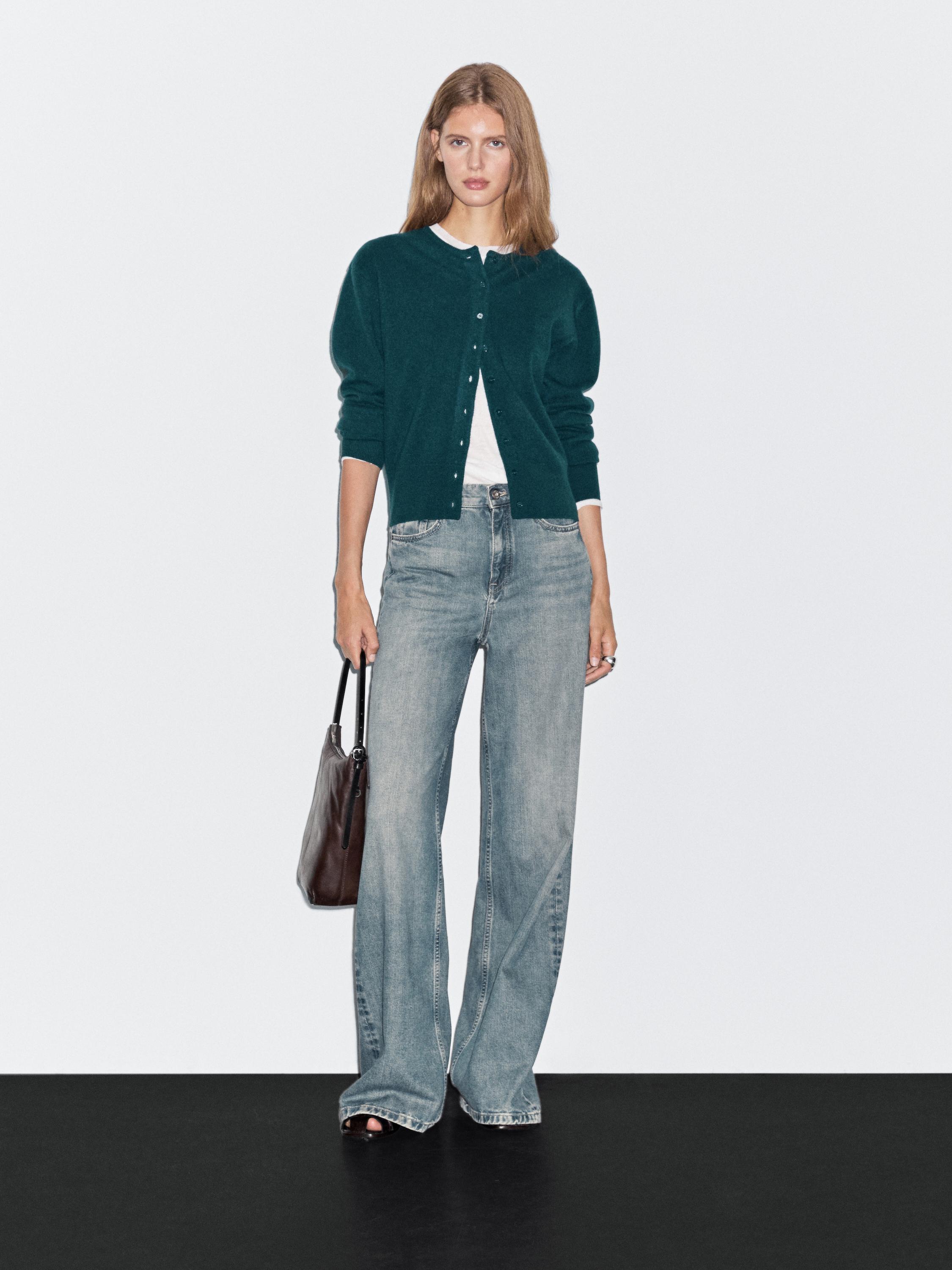 

Кардиган из смесовой шерсти Massimo Dutti, темно-синий