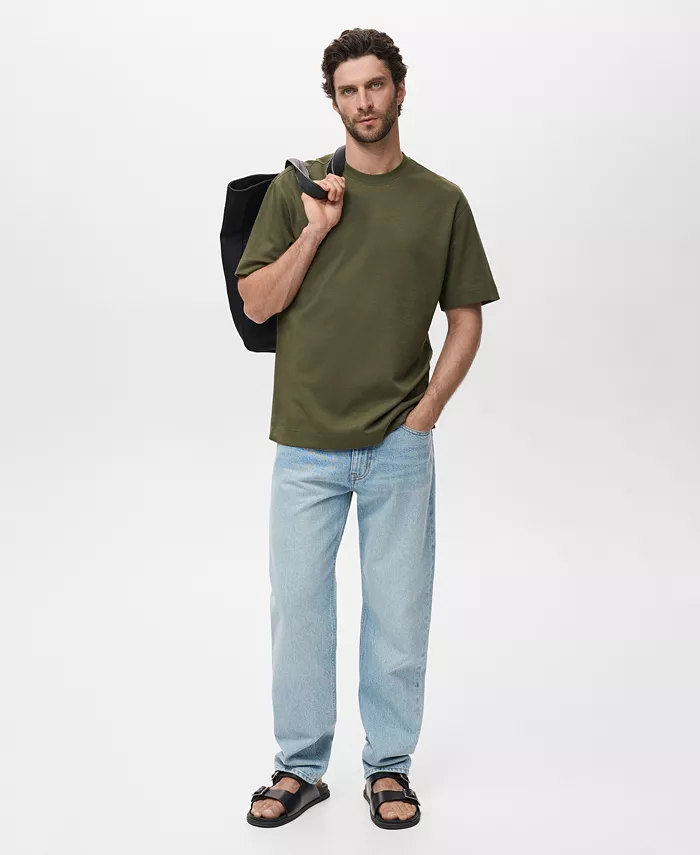 

Мужская футболка из флиса свободного кроя Mango, загар/бежевый