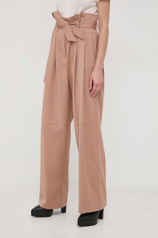 

Шерстяные брюки Pinko, бежевый