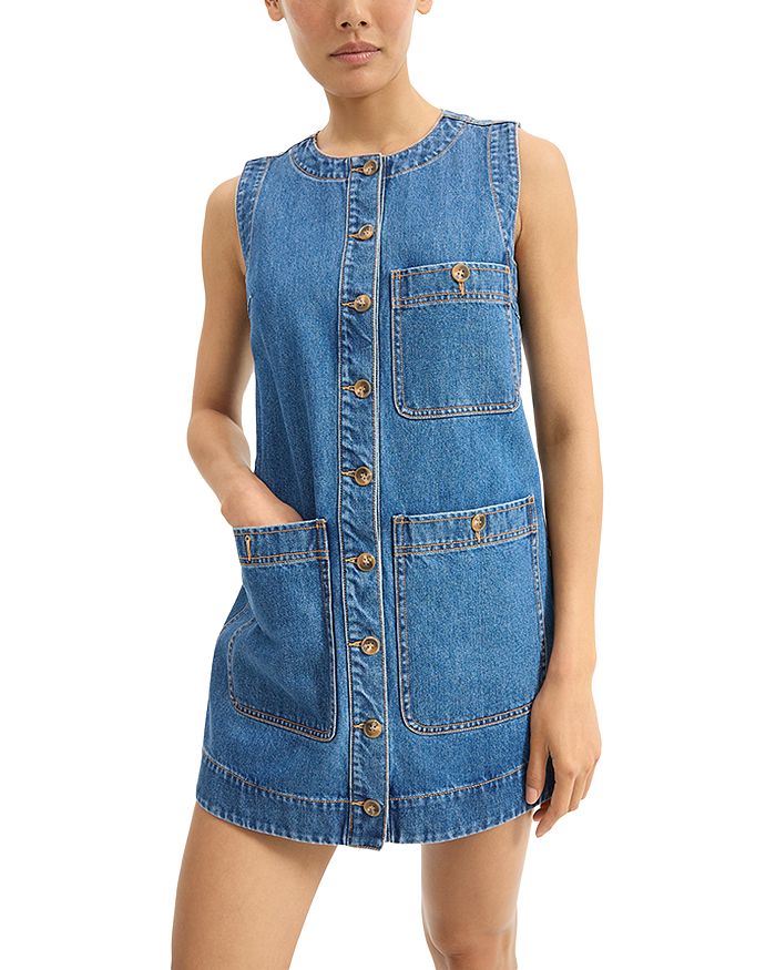 

Платье Oakley Denim Shift Dress Veronica Beard, синий