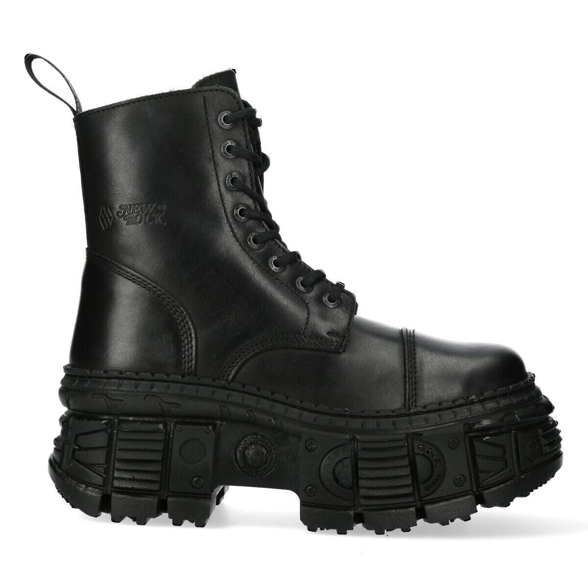 Новые готические кожаные ботинки Black Goth Leather WALL083C-S5 New Rock