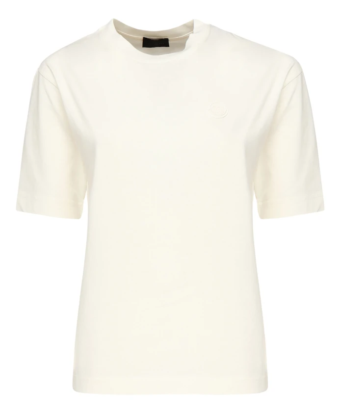 

Хлопковая футболка с силиконовой нашивкой и логотипом Moncler, белый