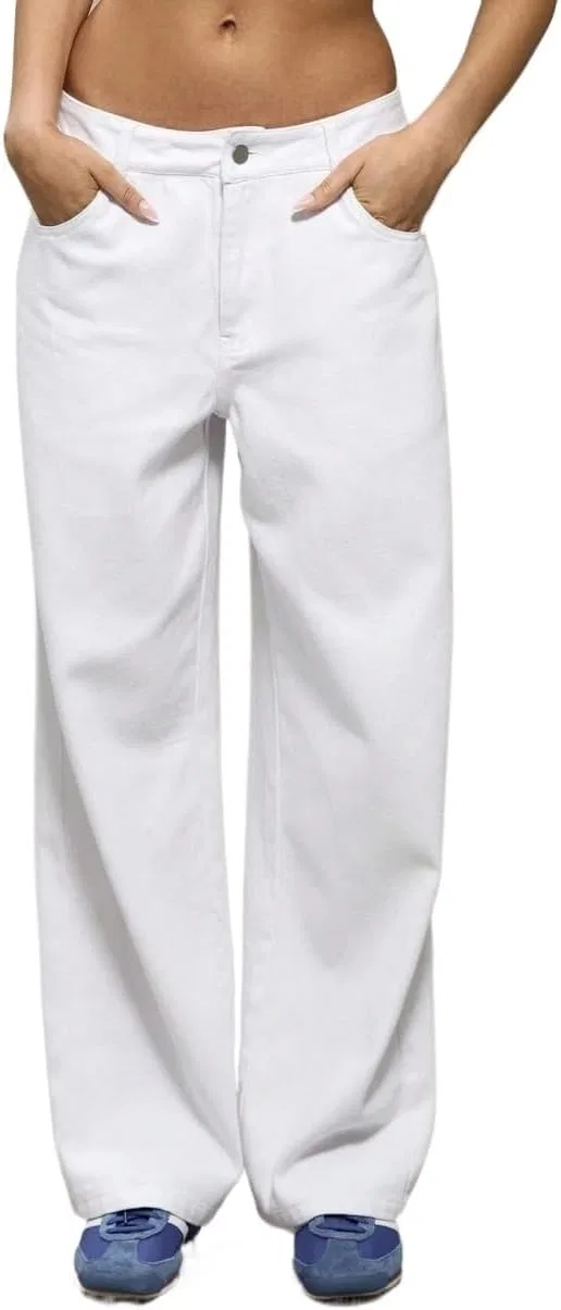 Джинсы с заниженной талией White