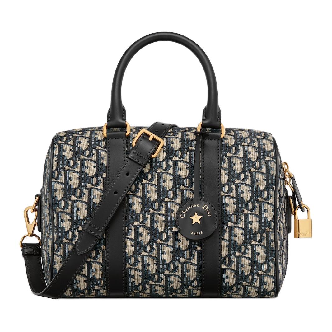 

DIOR Текстурированная сумка бостон с кожаными вставками