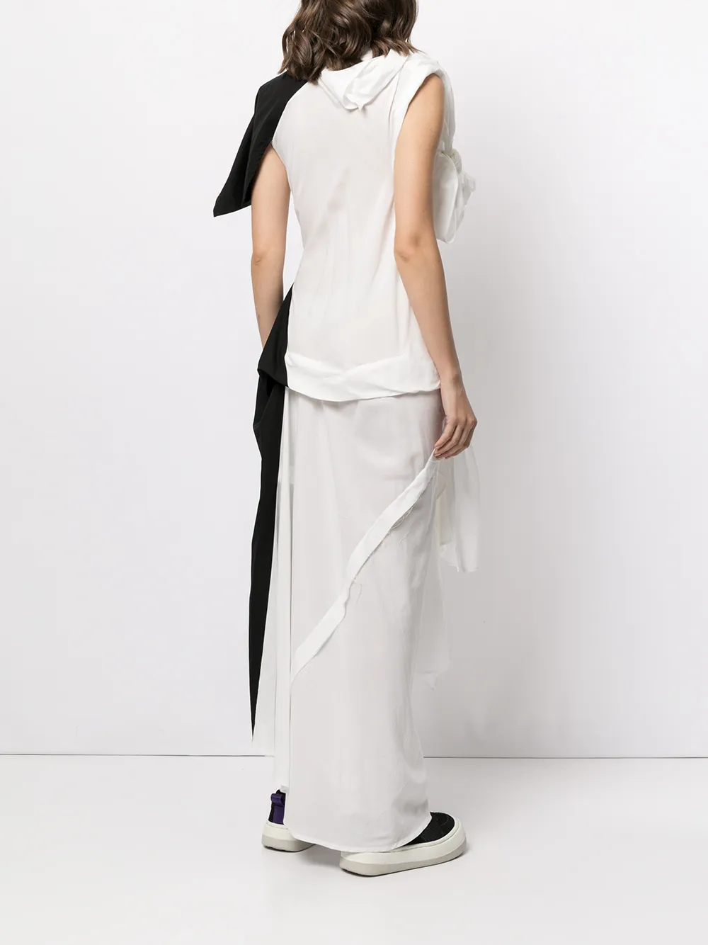 Платье асимметричного кроя в стиле колор-блок Yohji Yamamoto, белый — фото 4