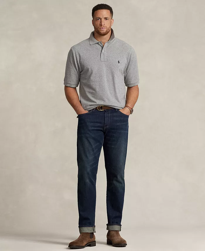 Мужская поло The Iconic Mesh большого и высокого размера Polo Ralph Lauren, серый — фото 4