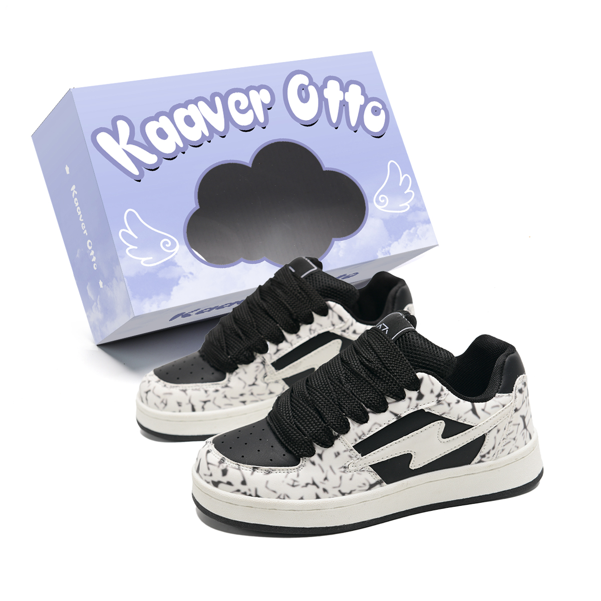 

KAAVER OTTO Амортизирующие устойчивые к истиранию дышащие скейтбордские кроссовки унисекс черно-белые [Премиум улучшенные — более комфортные и долговечные]