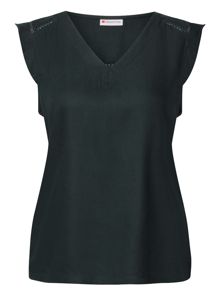 

Топ с V-образным вырезом и деталями, связанными крючком, зеленого цвета Street One
