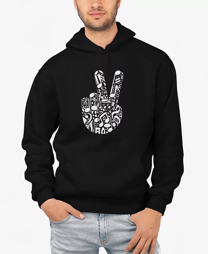 

Мужская худи с принтом "Peace Finger Notes Word Art" LA Pop Art, черный