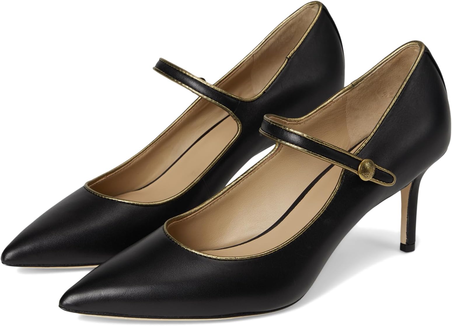 Туфли Lauren Ralph Lauren Women's Lanette Metallic-Trim Mary Jane Pumps, Black/Antique Gold