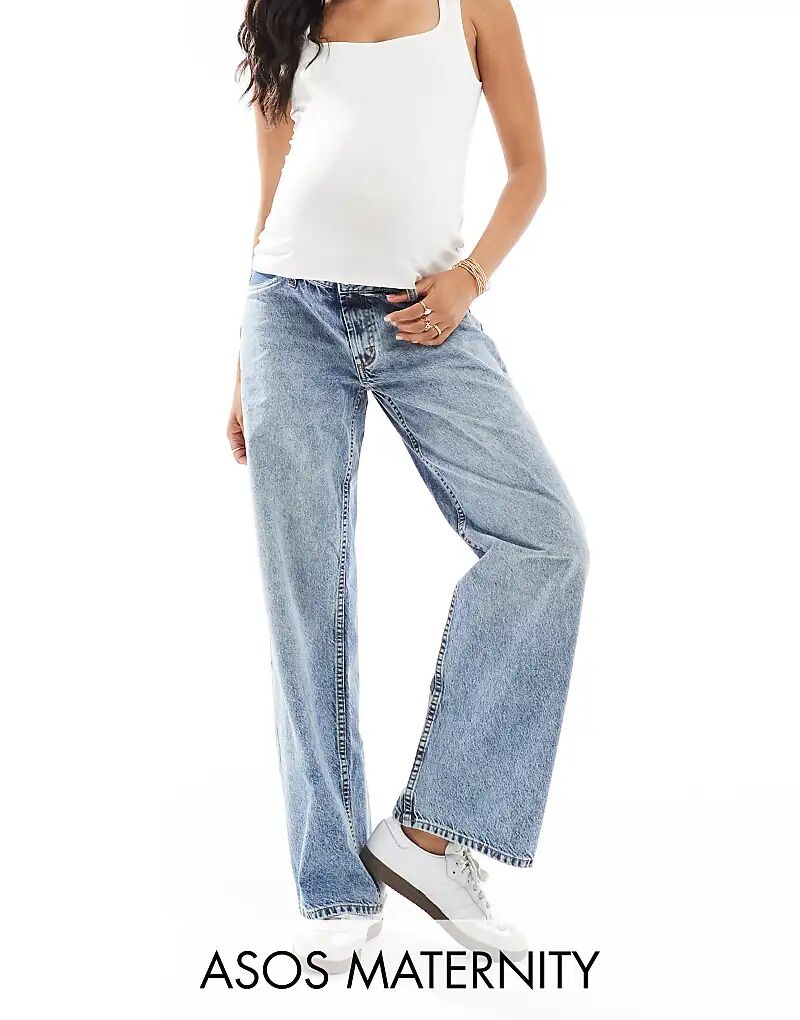 

Мешковатые джинсы ASOS DESIGN Maternity в средне-синем цвете