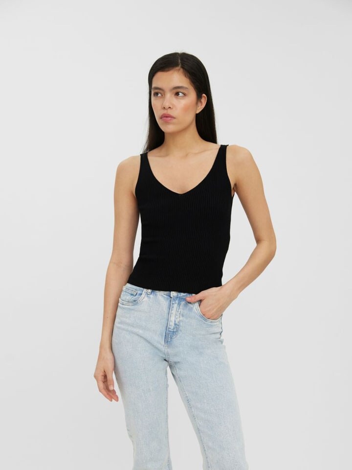 

Топ Vero Moda Einfarbig Geripptes Struktur, черный