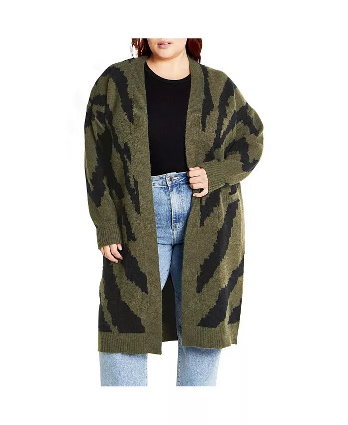 

Кардиган Plus Size «Заработай свои полоски» CITY CHIC, зеленый