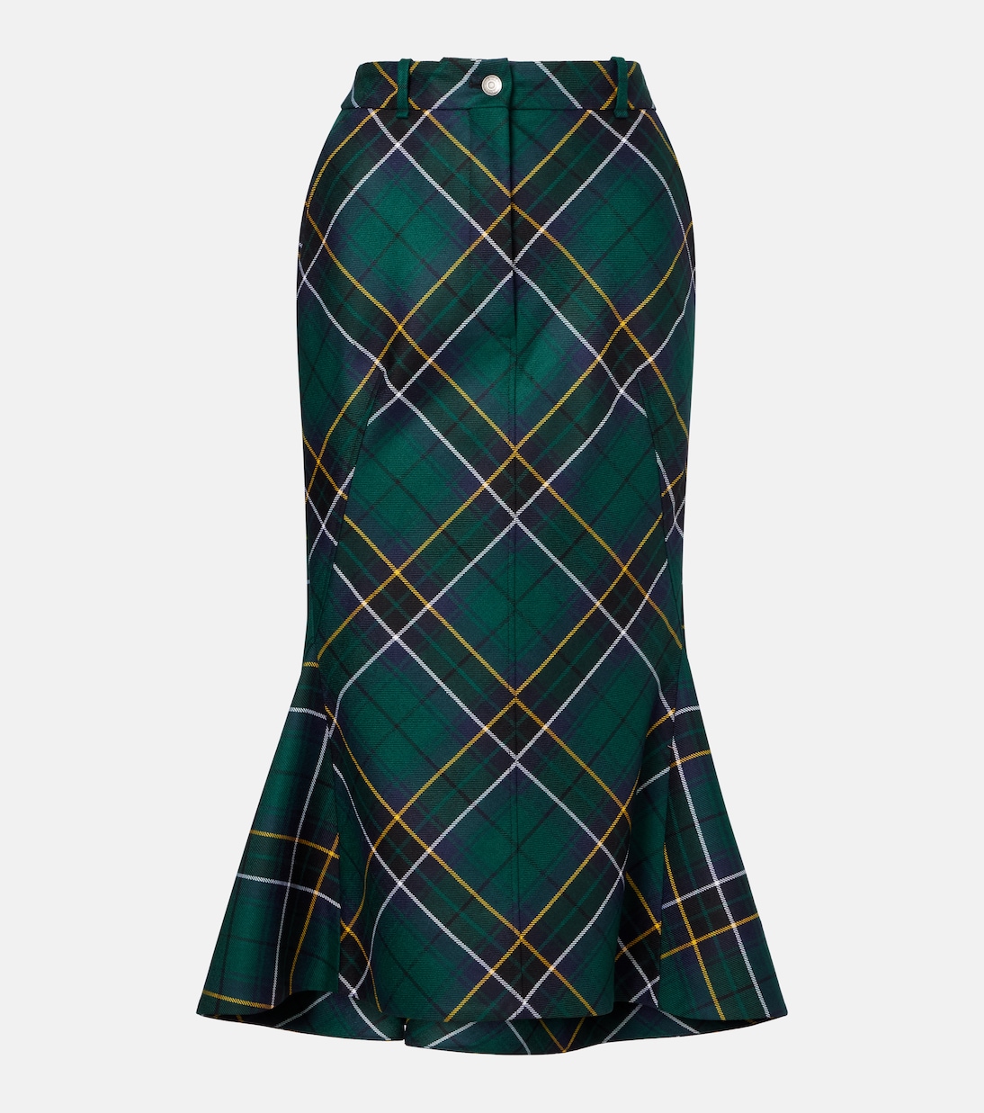 

Юбка миди из шерсти в клетку McQueen, Navy-Green-Yellow