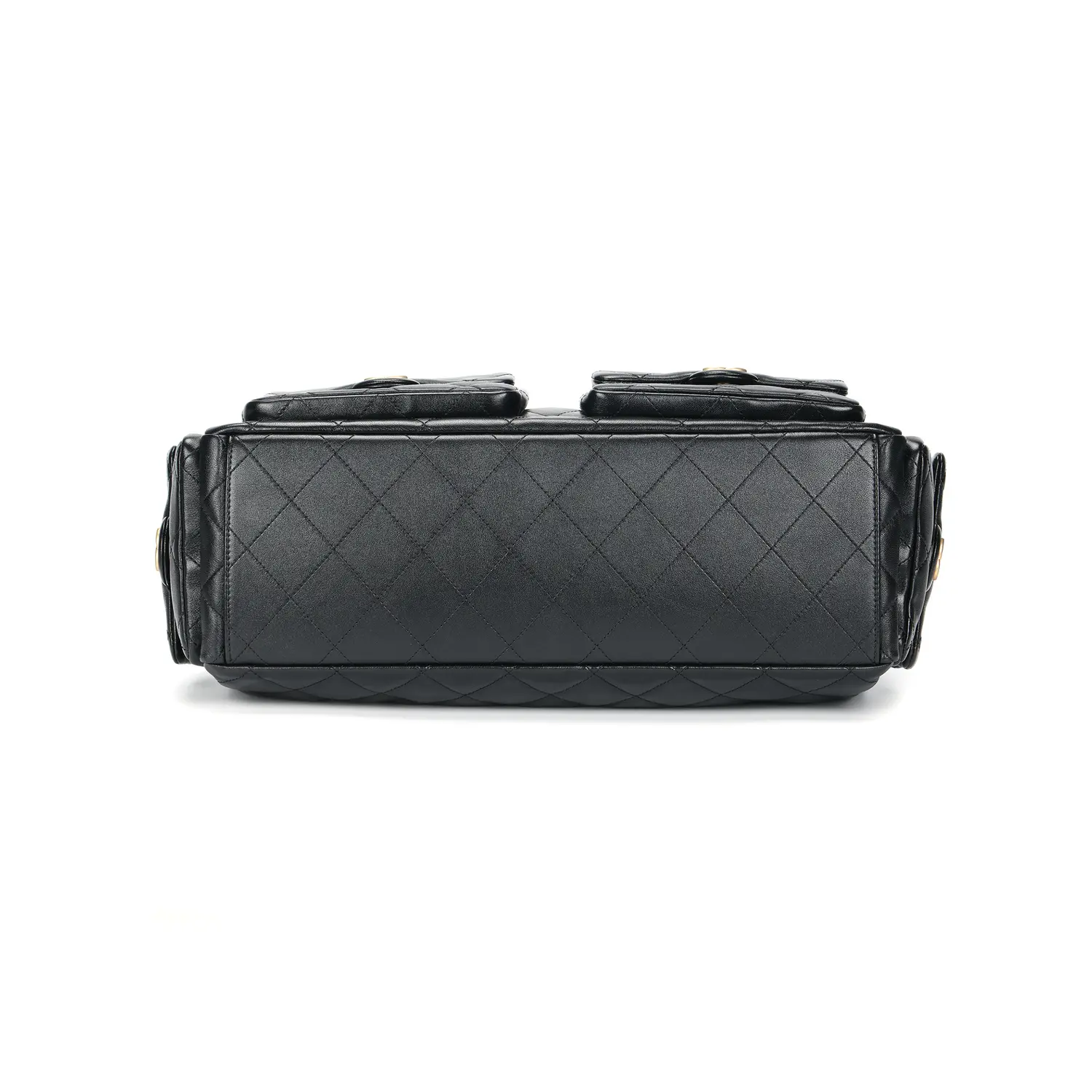 CHANEL Блестящая кожаная сумка хиппи Мотоциклетная сумка Женская черная объемная наплечная сумка — фото 4
