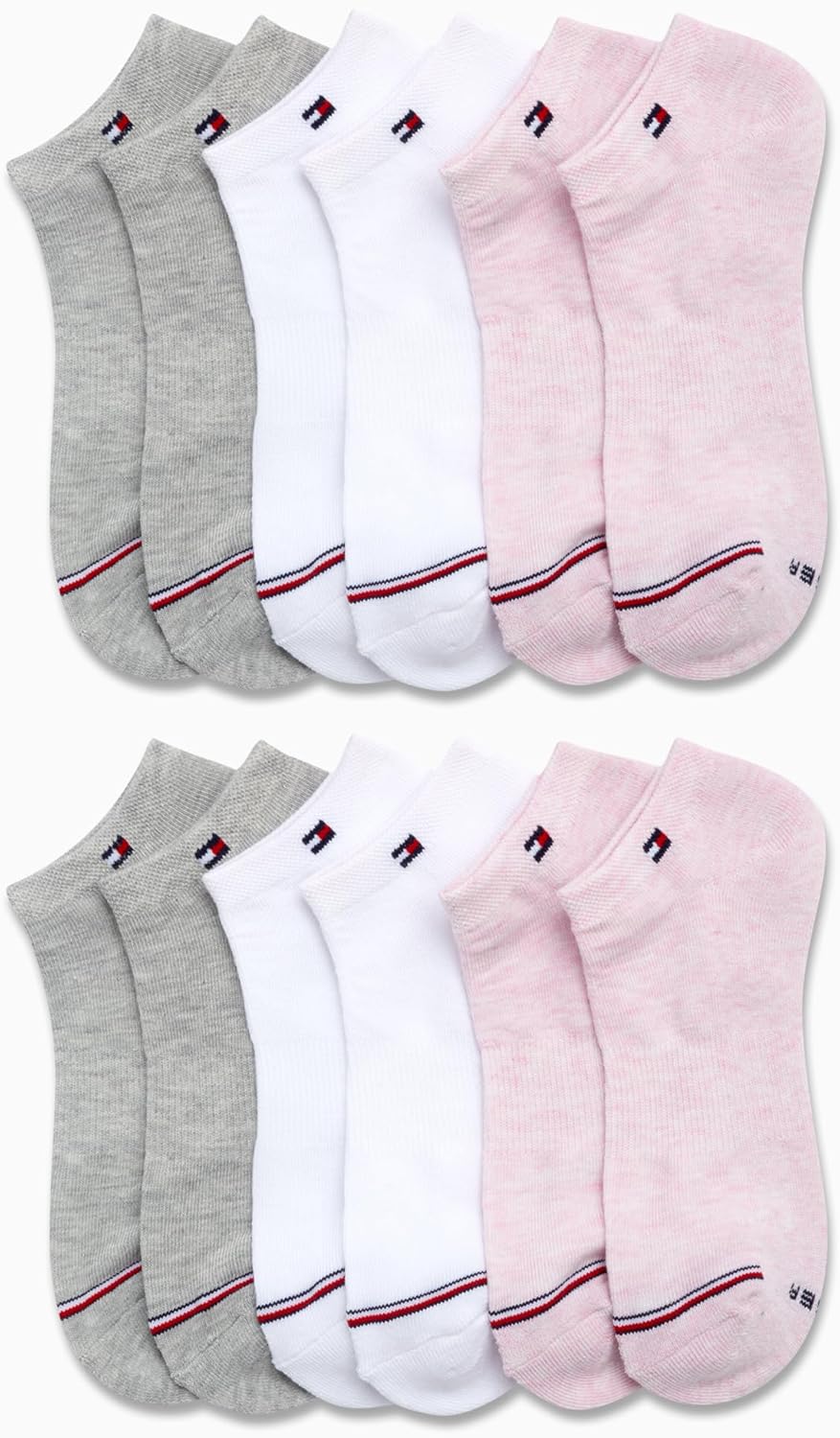 Женские носки Tommy Hilfiger, непромокаемые, 12 шт., мягкие, эластичные, женские, спортивные носки до щиколотки, беговые носки для женщин, Pink Multi — фото 4