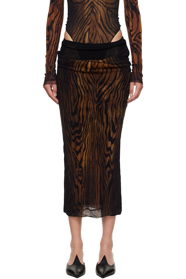 

Длинная плиссированная юбка миди Wood Jean Paul Gaultier, черный
