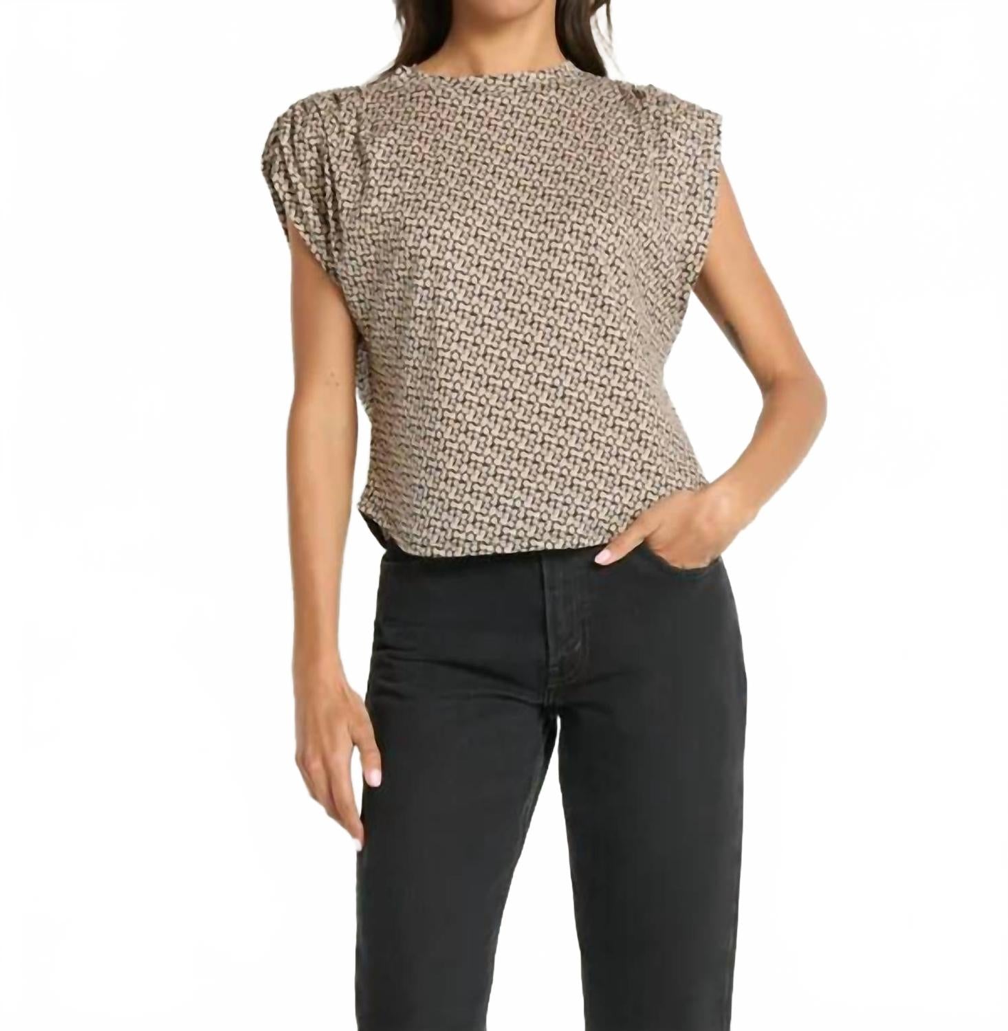 

Футболка Frankie Luxe с мелким цветочным узором и карамельным оттенком Nation LTD, мелкий цветочный ирисковый