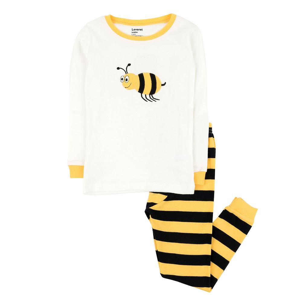 Детская хлопковая пижама из двух предметов Leveret Bumble Bee, цвет Bumble Bee