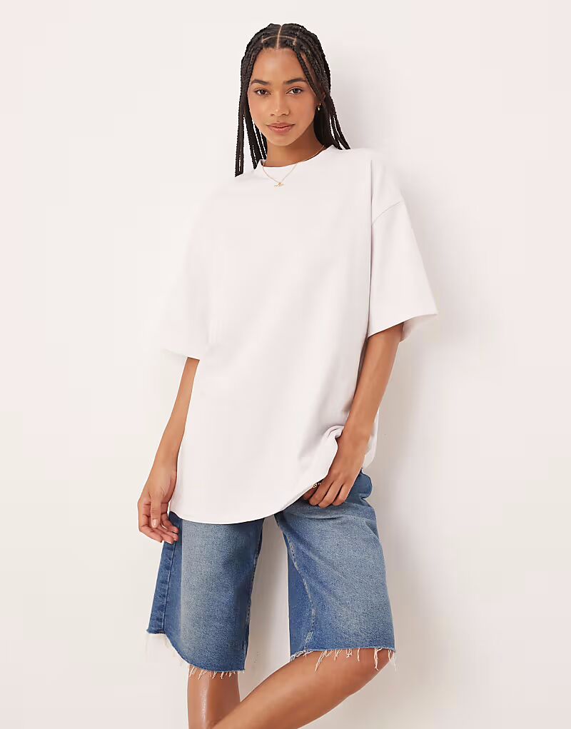 

Длинная плотная футболка свободного кроя ASOS DESIGN белого цвета