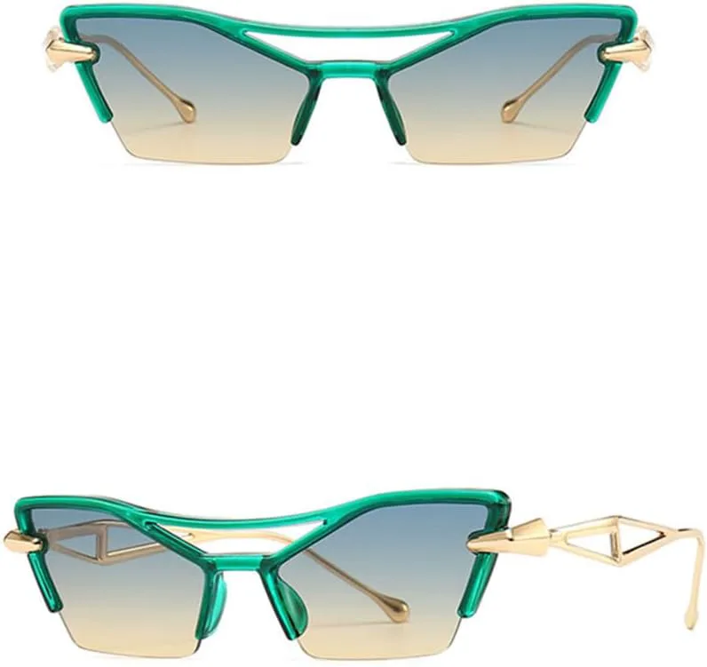 

Солнцезащитные очки «кошачий глаз» в полуободковой оправе для женщин, винтажные солнцезащитные очки для мужчин, очки с защитой от УФ-излучения UV400 LANGSER, C2