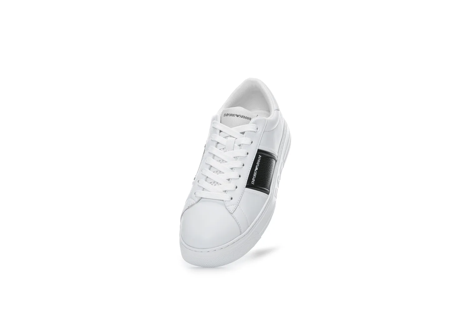 Кроссовки мужские Casual Low top из коровьей спилковой кожи EMPORIO ARMANI, белый черный — фото 3
