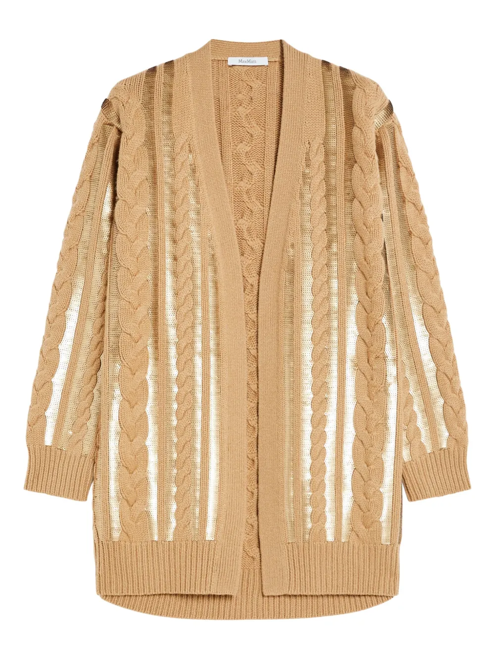 

Кардиган косовой вязки, украшенный пайетками MAX MARA, коричневый