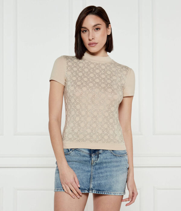 

Джемпер женский Guess Jeans с коротким рукавом и принтом, бежевый