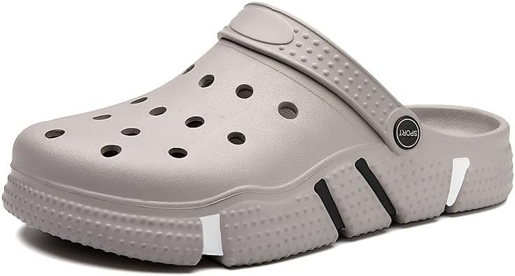 

Унисекс сабо, садовая обувь, легкие нескользящие шлепанцы, повседневные пляжные сандалии с вырезами, обувь для взрослых Hhhchpm, серый