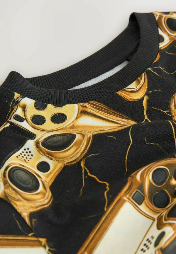 Футболка с коротким рукавом и стандартным принтом по всей поверхности Next, Black Gold Controller — фото 3
