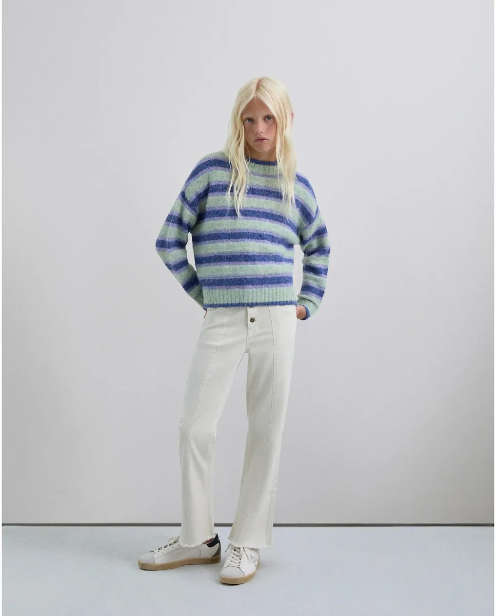 

Детский вязаный свитер с полосатым принтом Scalpers, синий