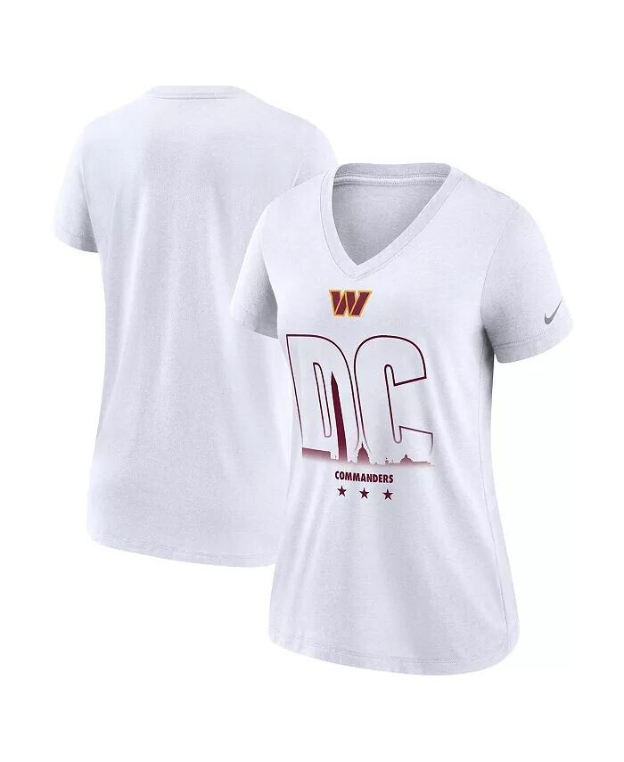 

Женская белая футболка Washington Commanders Tri-Blend с v-образным вырезом Nike