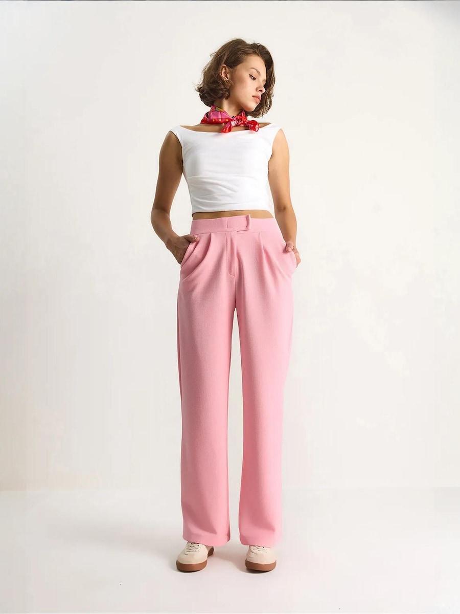 

Широкие брюки со складками спереди Bianco Lucci, темно-розовый