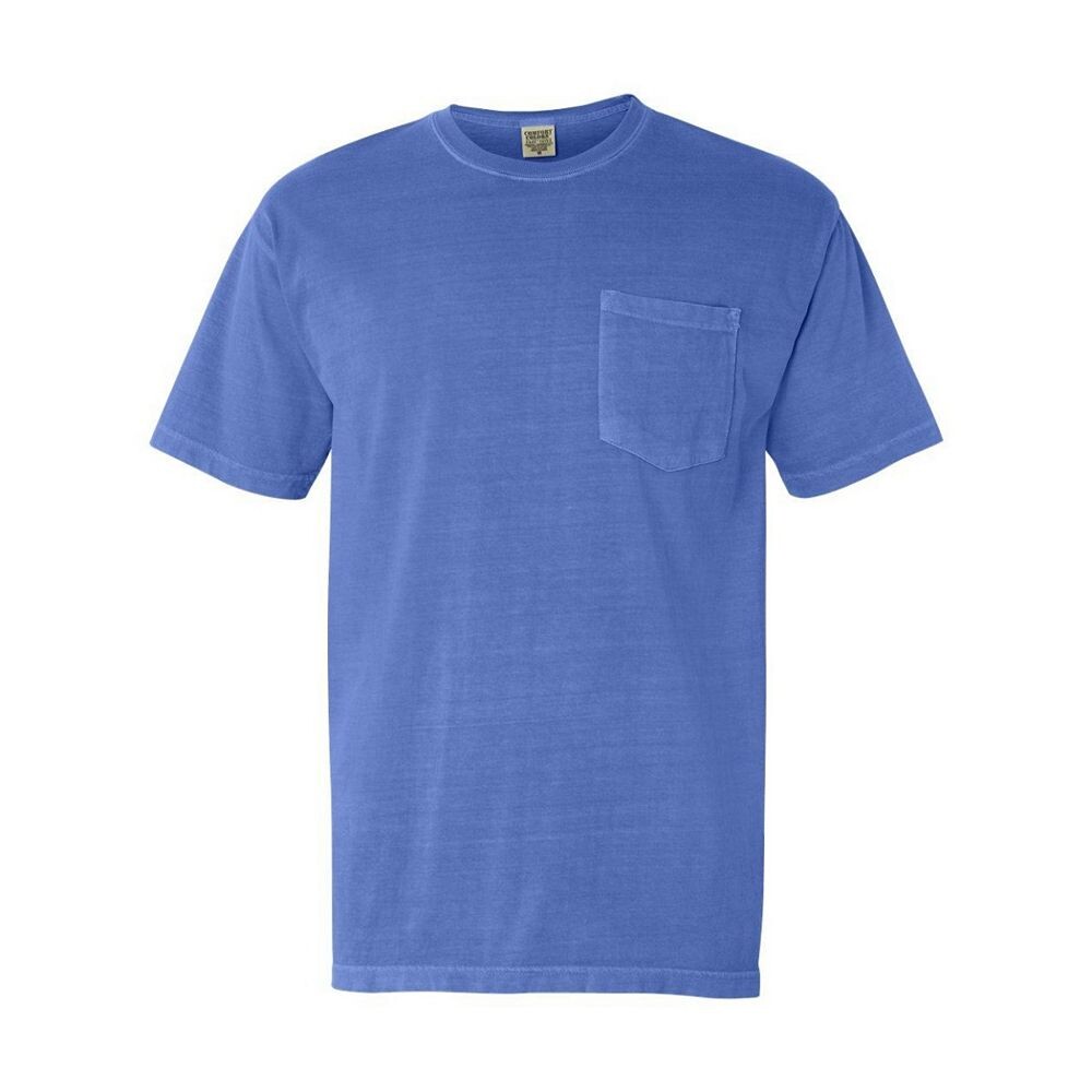 

Плотная футболка с карманами Comfort Colors, окрашенная в готовом виде, цвет Flo Blue