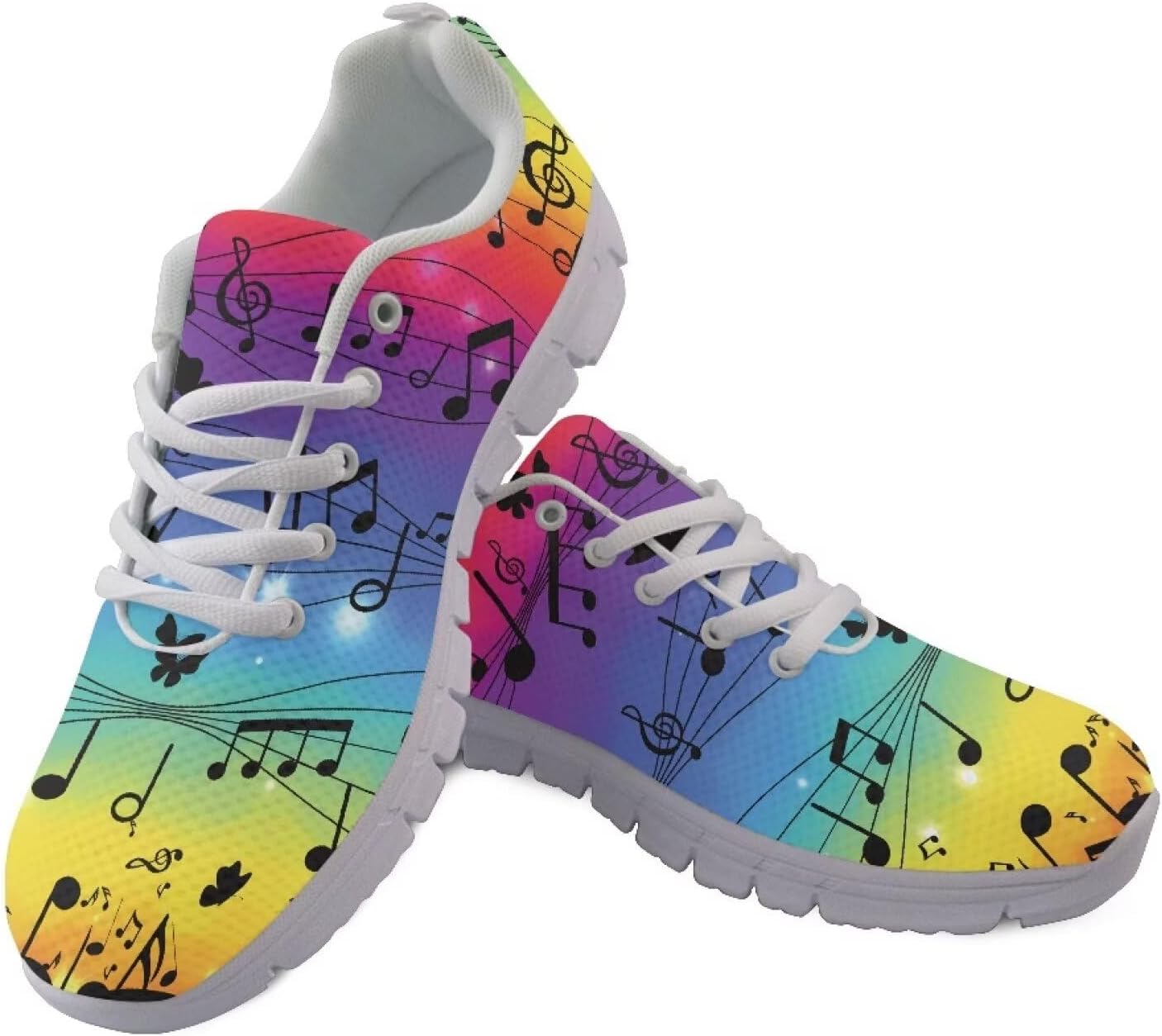 

Мужские кроссовки GIFTPUZZ с шнуровкой для занятий спортом, беговые, с высокой подошвой, дышащие, легкие, для тренажерного зала и тенниса, Music Note Colorful
