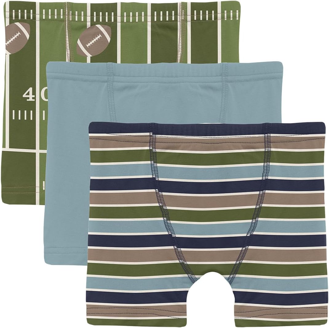 

Боксеры Kickee Pants Kids Print Boxer Brief Set of 3, цвет Pesto Football/Stormy Sea/Fall Vibes Stripe