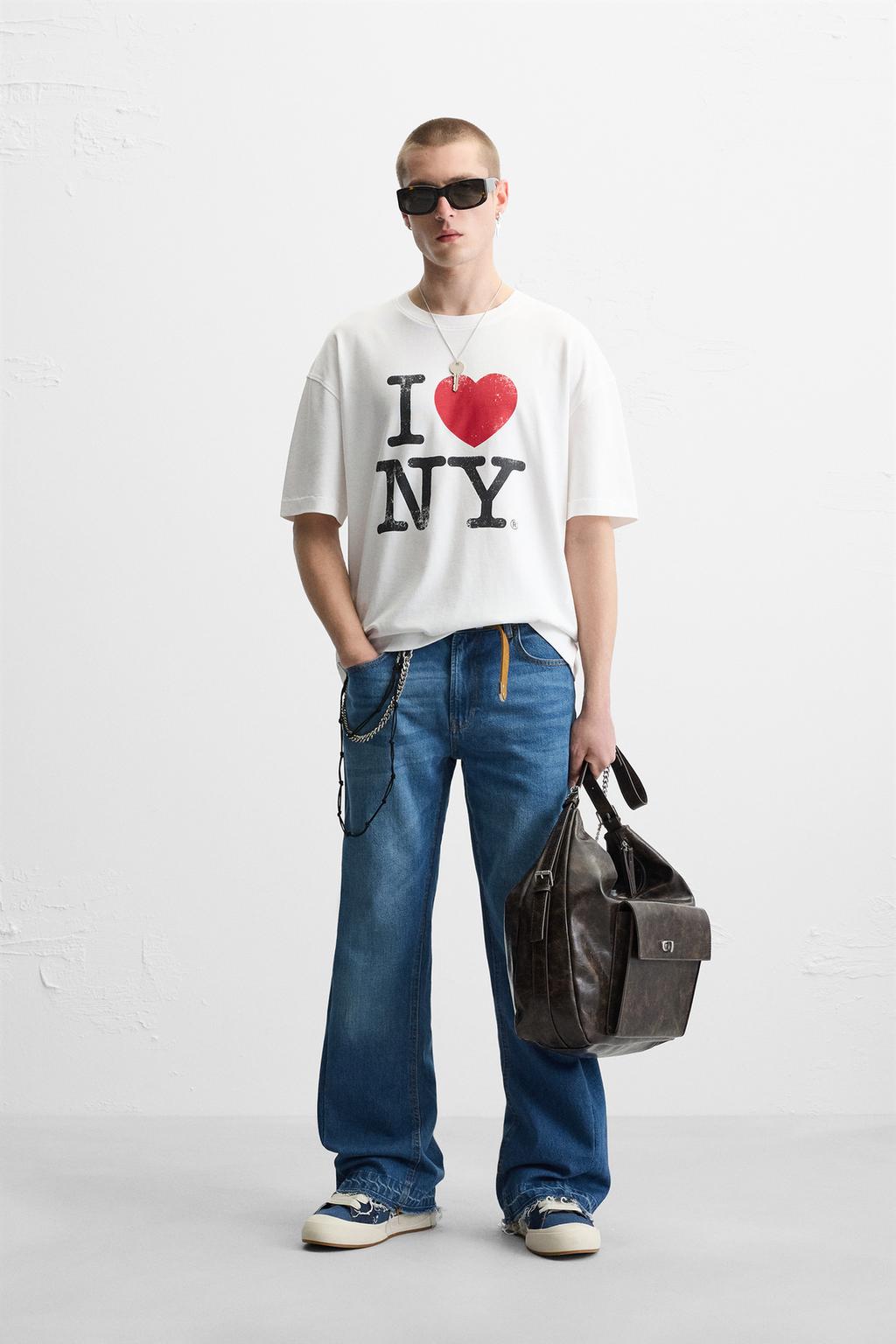 

Футболка i love new york ZARA, устрично-белый